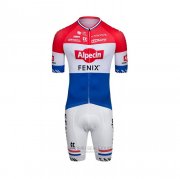 2022 Fahrradbekleidung Alpecin Fenix Rot Wei Blau Trikot Kurzarm und Tragerhose