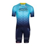 2022 Fahrradbekleidung Astana Blau Trikot Kurzarm und Tragerhose