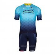 2022 Fahrradbekleidung Astana Blau Trikot Kurzarm und Tragerhose