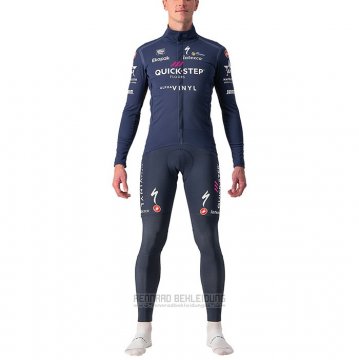 2022 Fahrradbekleidung Deceuninck Quick Step Dunkel Blau Trikot Langarm und Tragerhose