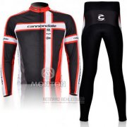 2011 Fahrradbekleidung Cannondale Shwarz und Rot Trikot Langarm und Tragerhose