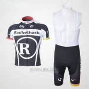 2011 Fahrradbekleidung Radioshack Shwarz und Wei Trikot Kurzarm und Tragerhose