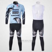 2011 Fahrradbekleidung Saxo Bank Hellblau Trikot Langarm und Tragerhose