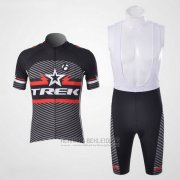 2011 Fahrradbekleidung Trek Shwarz und Wei Trikot Kurzarm und Tragerhose