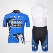 2012 Fahrradbekleidung Saxo Bank Blau Trikot Kurzarm und Tragerhose