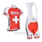 2014 Fahrradbekleidung BMC Champion Schweiz Orange und Wei Trikot Kurzarm und Tragerhose