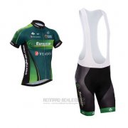 2014 Fahrradbekleidung Europcar Grun Trikot Kurzarm und Tragerhose