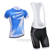 2014 Fahrradbekleidung Giant Azurblau Trikot Kurzarm und Tragerhose