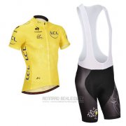 2014 Fahrradbekleidung Tour de France Gelb Trikot Kurzarm und Tragerhose