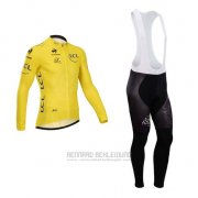 2014 Fahrradbekleidung Tour de France Gelb Trikot Langarm und Tragerhose