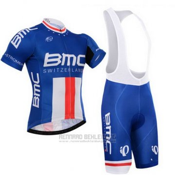 2015 Fahrradbekleidung BMC Champion Stati Uniti Blau Trikot Kurzarm und Tragerhose