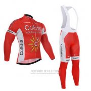 2015 Fahrradbekleidung Cofidis Rot Trikot Langarm und Tragerhose