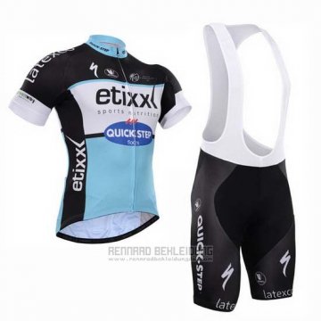 2015 Fahrradbekleidung Etixx Quick Step Shwarz und Wei Trikot Kurzarm und Tragerhose