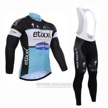 2015 Fahrradbekleidung Etixx Quick Step Shwarz und Wei Trikot Langarm und Tragerhose