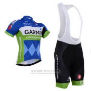 2015 Fahrradbekleidung Garmin Blau und Wei Trikot Kurzarm und Tragerhose