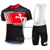 2015 Fahrradbekleidung Wieiev Shwarz und Rot Trikot Kurzarm und Tragerhose