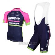 2016 Fahrradbekleidung Lampre Blau und Rosa Trikot Kurzarm und Tragerhose