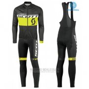 2016 Fahrradbekleidung Scott Shwarz und Gelb Trikot Langarm und Tragerhose