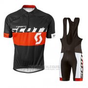 2016 Fahrradbekleidung Scott Shwarz und Rot Trikot Kurzarm und Tragerhose