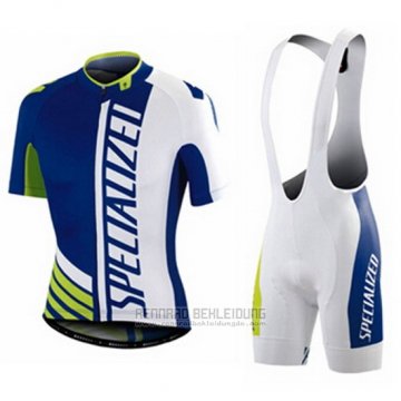 2016 Fahrradbekleidung Specialized Blau und Wei Trikot Kurzarm und Tragerhose