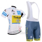 2016 Fahrradbekleidung Tinkoff Lider Gelb und Wei Trikot Kurzarm und Tragerhose