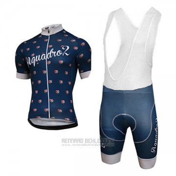 2017 Fahrradbekleidung Aquadro Lollipop Blau Trikot Kurzarm und Tragerhose