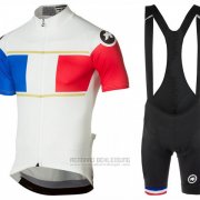 2017 Fahrradbekleidung Assos Champion Frankreich Trikot Kurzarm und Tragerhose