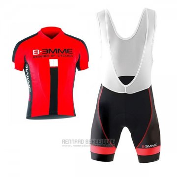 2017 Fahrradbekleidung Biemme Identity Shwarz und Rot Trikot Kurzarm und Tragerhose