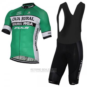 2017 Fahrradbekleidung Caja Rural Grun Trikot Kurzarm und Tragerhose