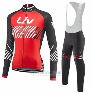 2017 Fahrradbekleidung Frau Liv Rot Trikot Kurzarm und Tragerhose