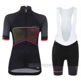 2017 Fahrradbekleidung Frau Santini Stella Shwarz Trikot Kurzarm und Tragerhose