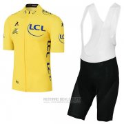2017 Fahrradbekleidung Tour de France Gelb Trikot Kurzarm und Tragerhose