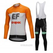 2018 Fahrradbekleidung Cannondale Drapac Wei und Orange Trikot Langarm und Tragerhose