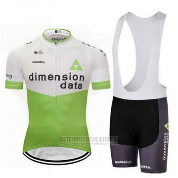 2018 Fahrradbekleidung Dimension Data Wei und Grun Trikot Kurzarm und Tragerhose