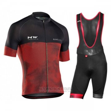 2018 Fahrradbekleidung Northwave Shwarz Rot Trikot Kurzarm Tragerhose