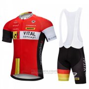 2018 Fahrradbekleidung Vital Concept Rot Wei Trikot Kurzarm Tragerhose