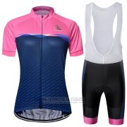 2019 Fahrradbekleidung Chomir Rosa Dunkel Blau Trikot Kurzarm und Tragerhose