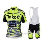 2019 Fahrradbekleidung Tinkoff Gelb Grun Shwarz Trikot Kurzarm und Tragerhose