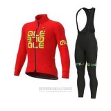 2020 Fahrradbekleidung ALE Rot Gelb Trikot Langarm und Tragerhose