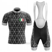 2020 Fahrradbekleidung Italien Shwarz Grau Trikot Kurzarm und Tragerhose