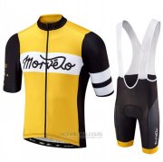 2020 Fahrradbekleidung Morvelo Shwarz Gelb Trikot Kurzarm und Tragerhose