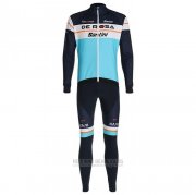 2020 Fahrradbekleidung de Rosa Azurblau Trikot Langarm und Tragerhose