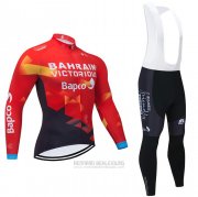 2021 Fahrradbekleidung Bahrain Victorious Rot Trikot Langarm und Tragerhose