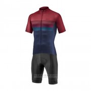 2021 Fahrradbekleidung Giant Dunkel Rot Blau Trikot Kurzarm und Tragerhose