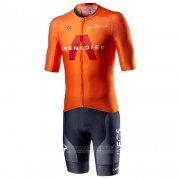 2021 Fahrradbekleidung Ineos Grenadiers Orange Trikot Kurzarm und Tragerhose