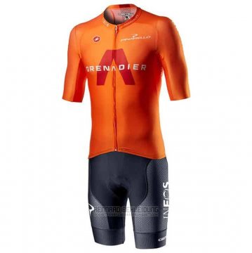 2021 Fahrradbekleidung Ineos Grenadiers Orange Trikot Kurzarm und Tragerhose