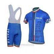 2021 Fahrradbekleidung Italien Blau Trikot Kurzarm und Tragerhose