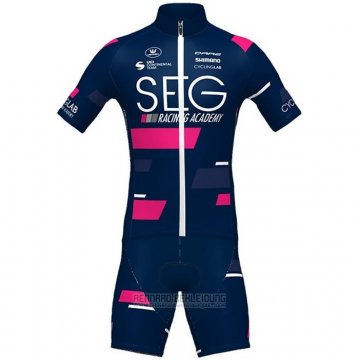 2021 Fahrradbekleidung SEG Racing Academy Dunkel Blau Fuchsie Trikot Kurzarm und Tragerhose