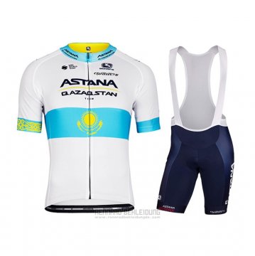 2022 Fahrradbekleidung Astana Wei Blau Trikot Kurzarm und Tragerhose