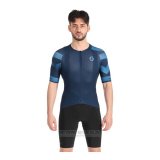 2022 Fahrradbekleidung Scott Blau Trikot Kurzarm und Tragerhose(1)